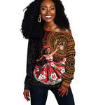 Ladies Sega Dance Off Shoulder Sweater Paisley Mix African Pattern