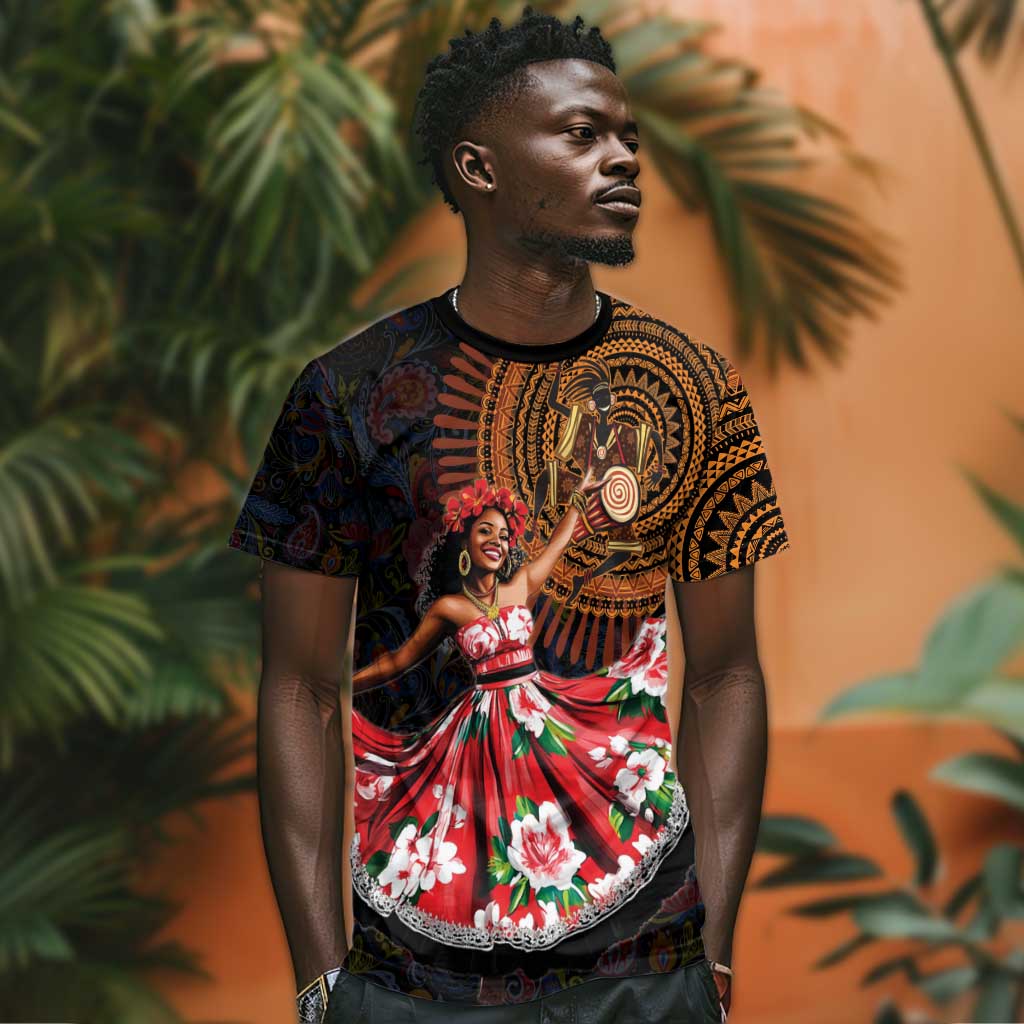 Ladies Sega Dance T shirt Paisley Mix African Pattern