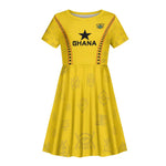 Custom Ghana Football Kid Short Sleeve Dress Mix Adinkra Pattern