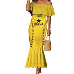 Custom Ghana Football Mermaid Dress Mix Adinkra Pattern