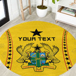Custom Ghana Football Round Carpet Mix Adinkra Pattern