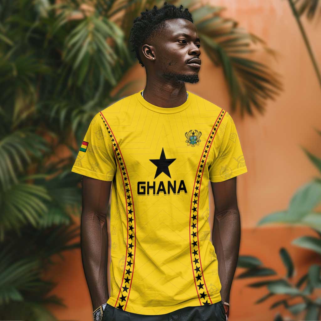 Custom Ghana Football T shirt Mix Adinkra Pattern