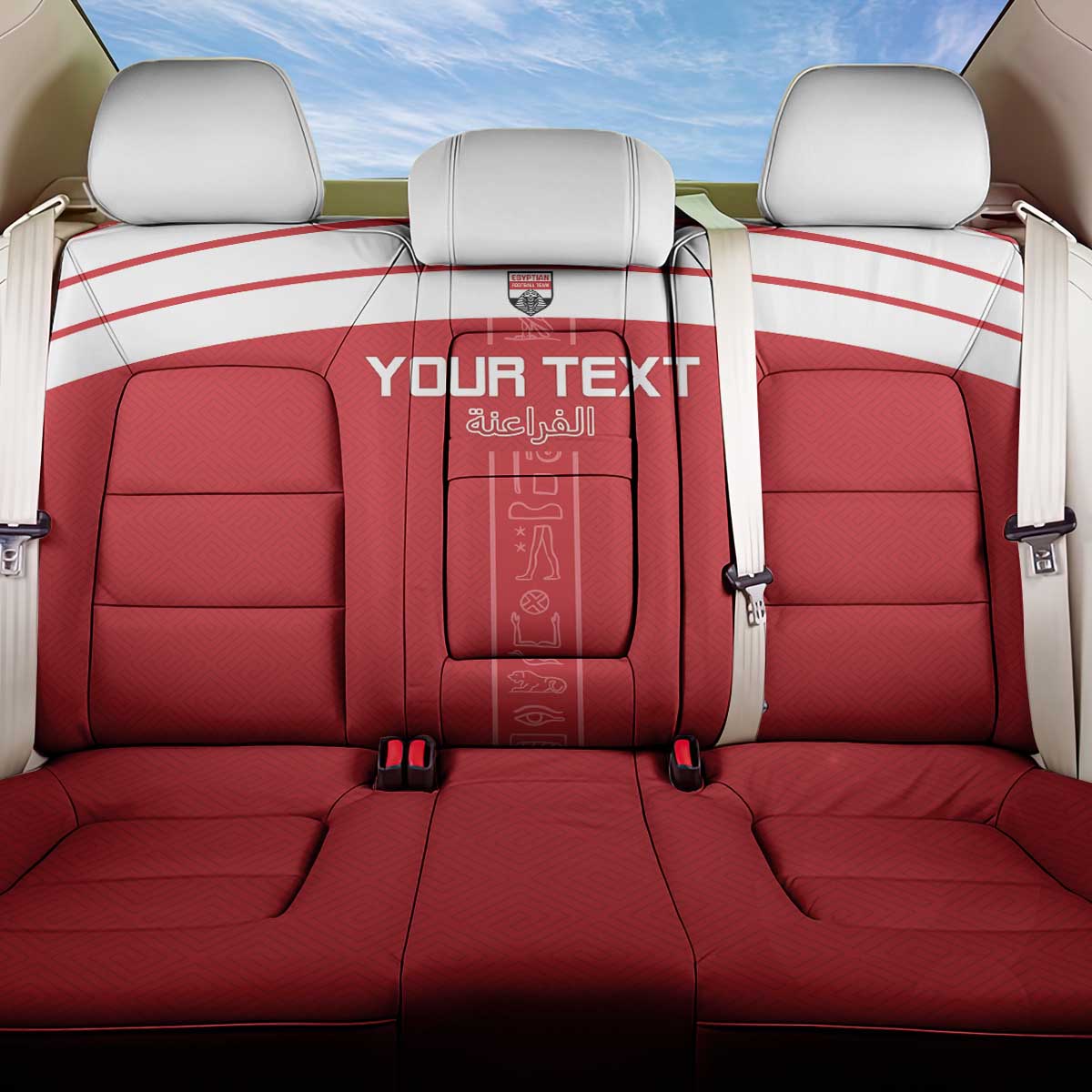 Egyptian Football Custom Back Car Seat Cover Yalla Masr - Red Ver