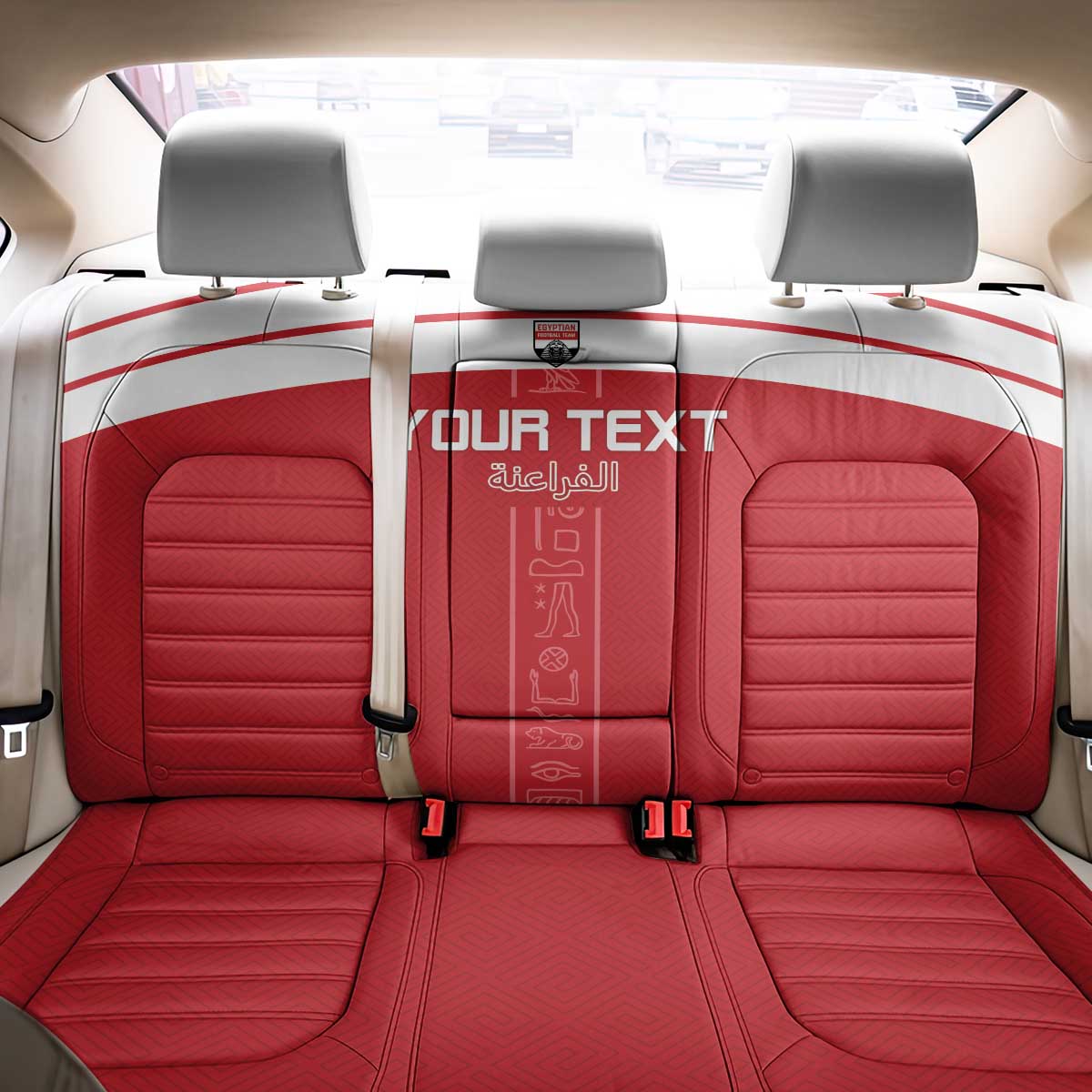 Egyptian Football Custom Back Car Seat Cover Yalla Masr - Red Ver