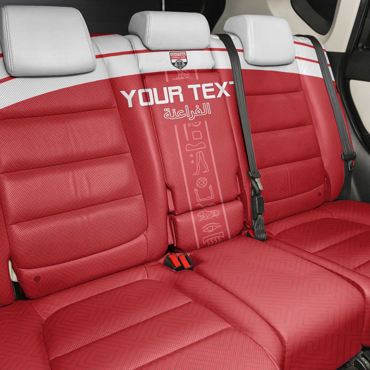 Egyptian Football Custom Back Car Seat Cover Yalla Masr - Red Ver