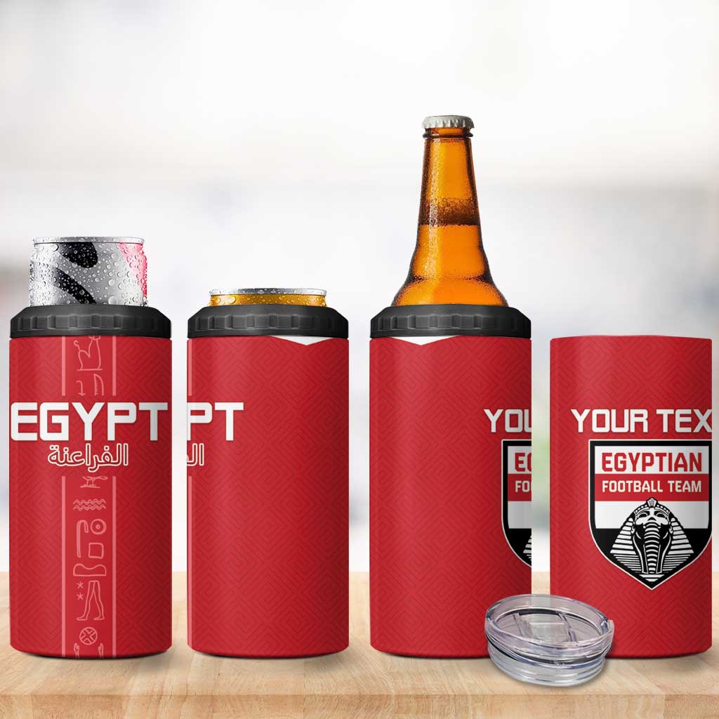 Egyptian Football Custom 4 in 1 Can Cooler Tumbler Yalla Masr - Red Ver