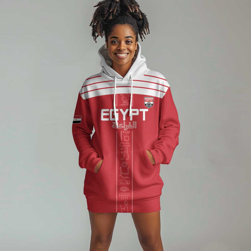 Egyptian Football Custom Hoodie Dress Yalla Masr - Red Ver