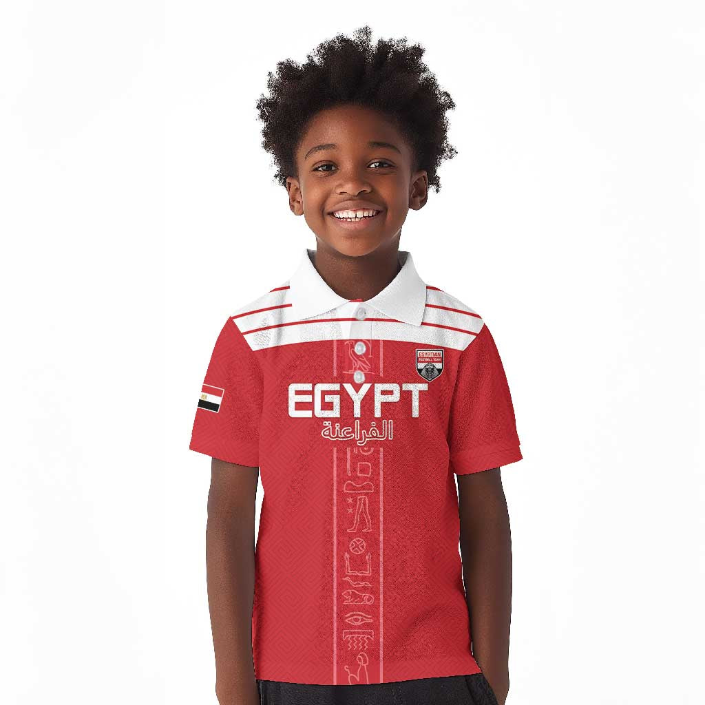 Egyptian Football Custom Kid Polo Shirt Yalla Masr - Red Ver