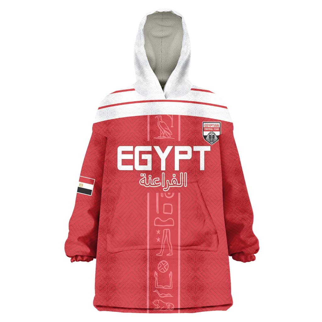Egyptian Football Custom Kid Wearable Blanket Hoodie Yalla Masr - Red Ver