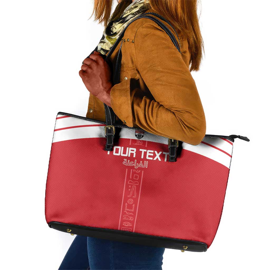 Egyptian Football Custom Leather Tote Bag Yalla Masr - Red Ver