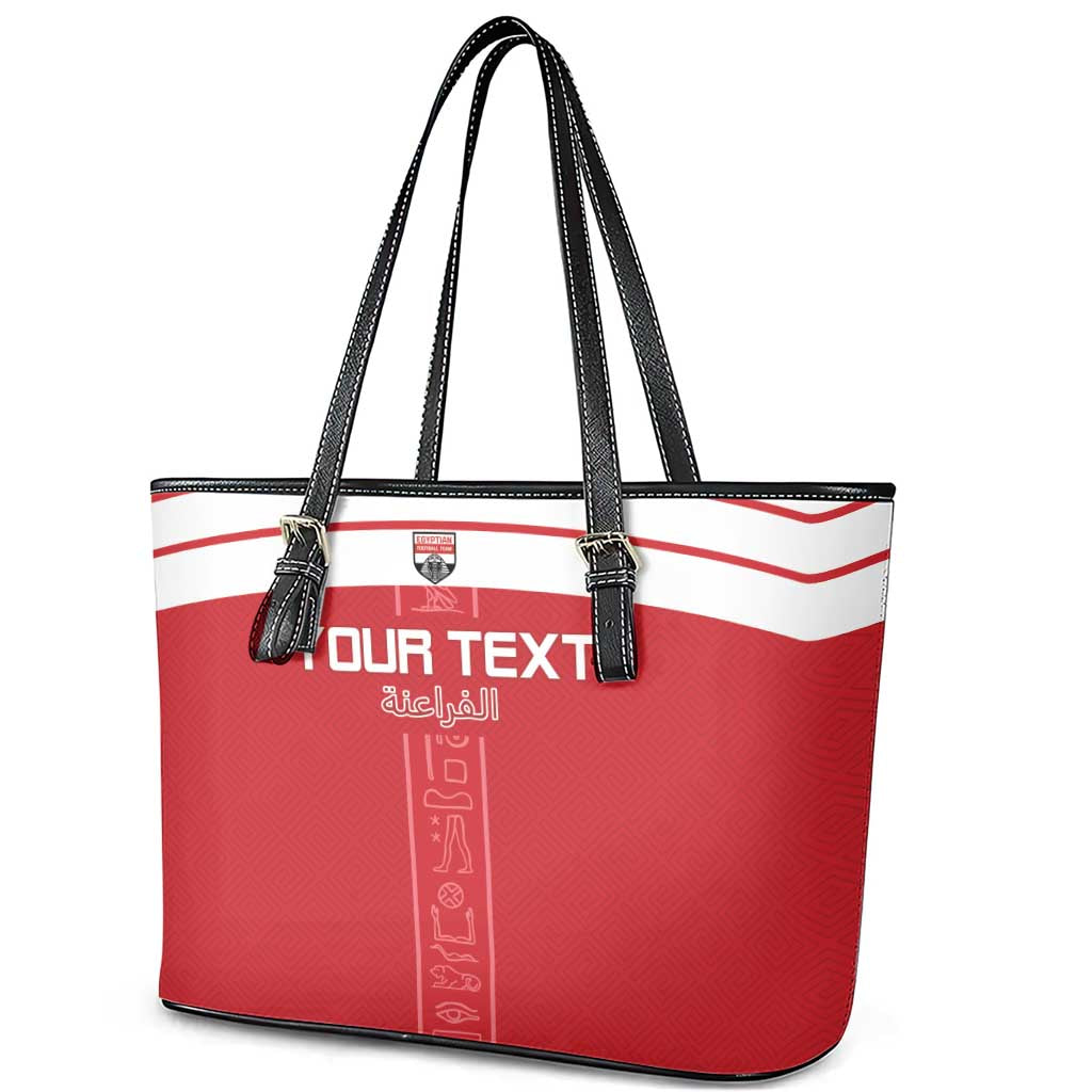 Egyptian Football Custom Leather Tote Bag Yalla Masr - Red Ver
