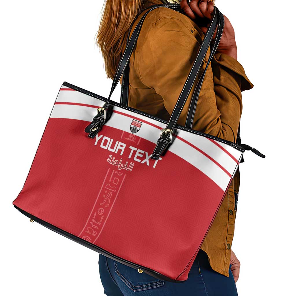 Egyptian Football Custom Leather Tote Bag Yalla Masr - Red Ver