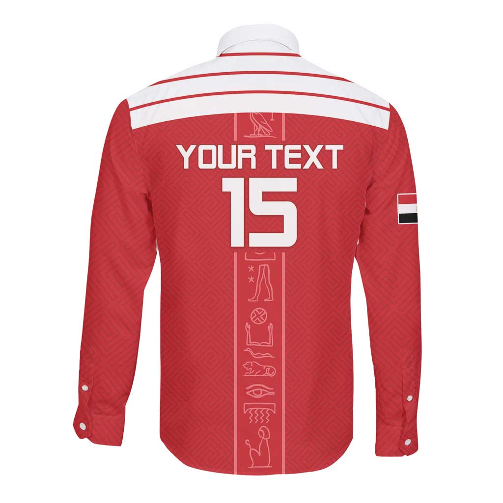 Egyptian Football Custom Long Sleeve Button Shirt Yalla Masr - Red Ver