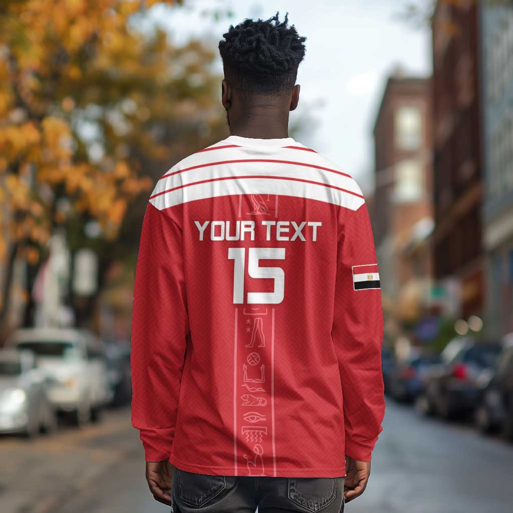 Egyptian Football Custom Long Sleeve Shirt Yalla Masr - Red Ver
