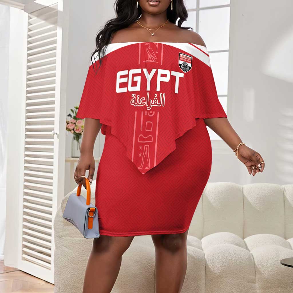 Egyptian Football Custom Off Shoulder Short Dress Yalla Masr - Red Ver