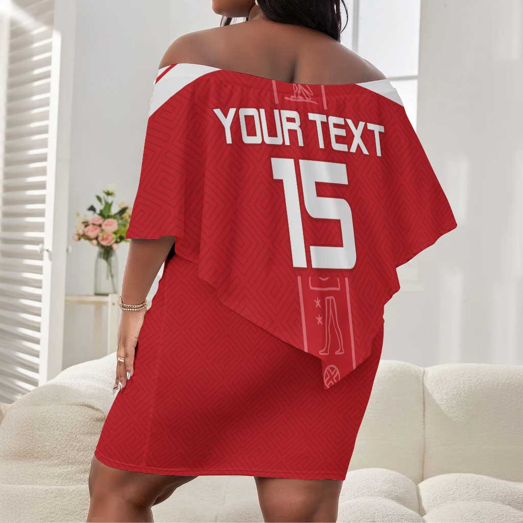 Egyptian Football Custom Off Shoulder Short Dress Yalla Masr - Red Ver