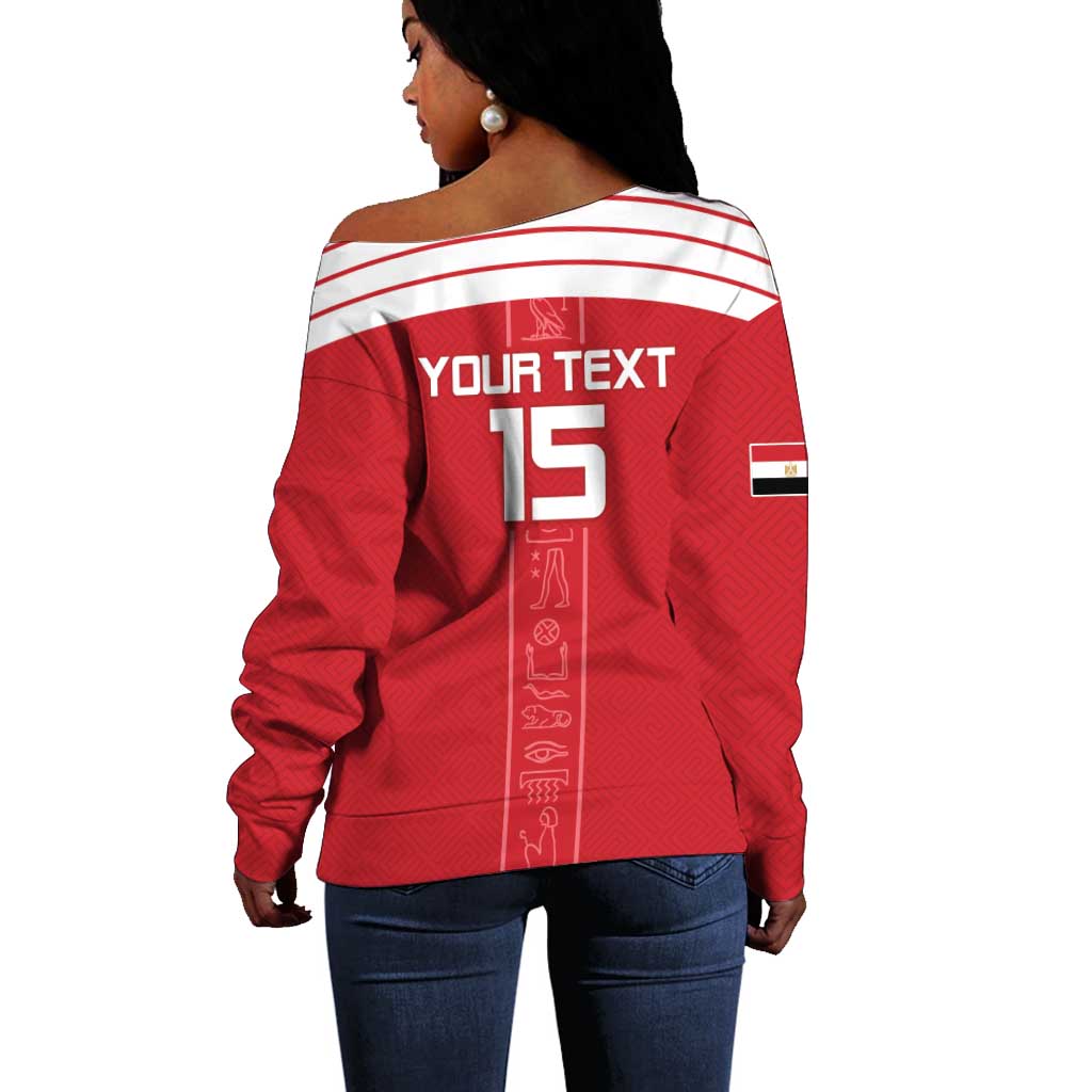 Egyptian Football Custom Off Shoulder Sweater Yalla Masr - Red Ver