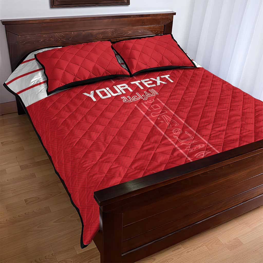 Egyptian Football Custom Quilt Bed Set Yalla Masr - Red Ver