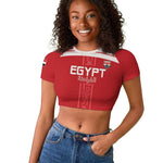 Egyptian Football Custom Raglan Cropped T shirt Yalla Masr - Red Ver
