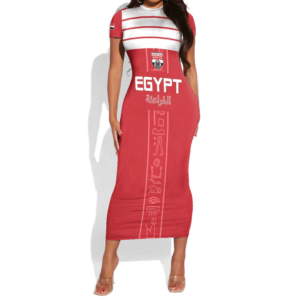 Egyptian Football Custom Short Sleeve Bodycon Dress Yalla Masr - Red Ver LT15