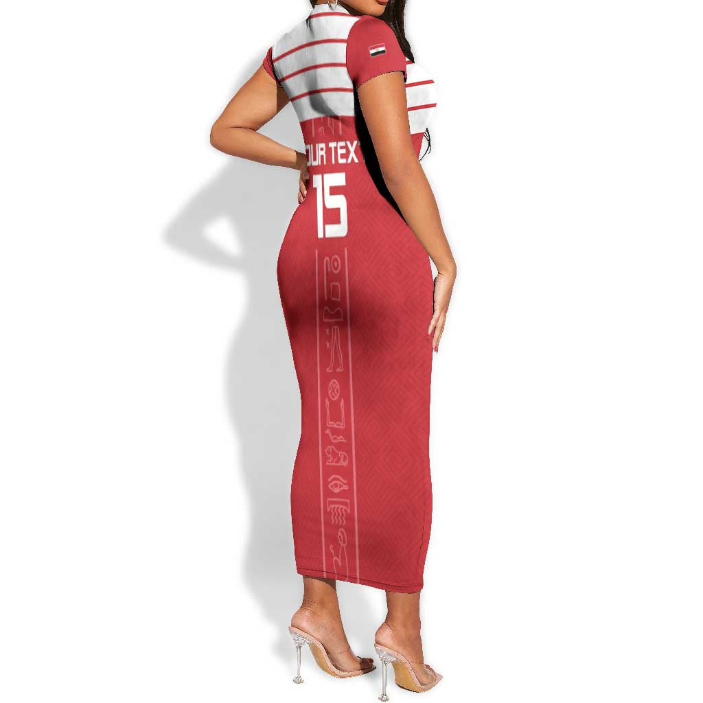 Egyptian Football Custom Short Sleeve Bodycon Dress Yalla Masr - Red Ver LT15