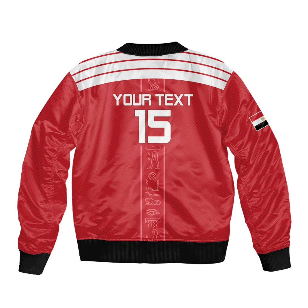Egyptian Football Custom Sleeve Zip Bomber Jacket Yalla Masr - Red Ver