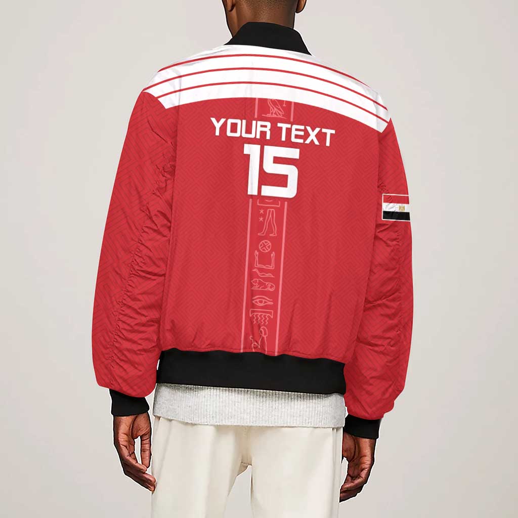 Egyptian Football Custom Sleeve Zip Bomber Jacket Yalla Masr - Red Ver