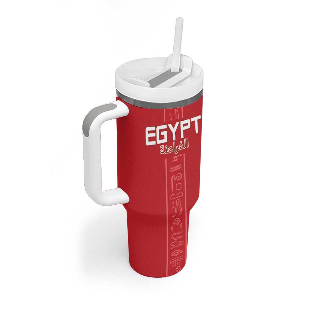 Egyptian Football Custom Tumbler With Handle Yalla Masr - Red Ver