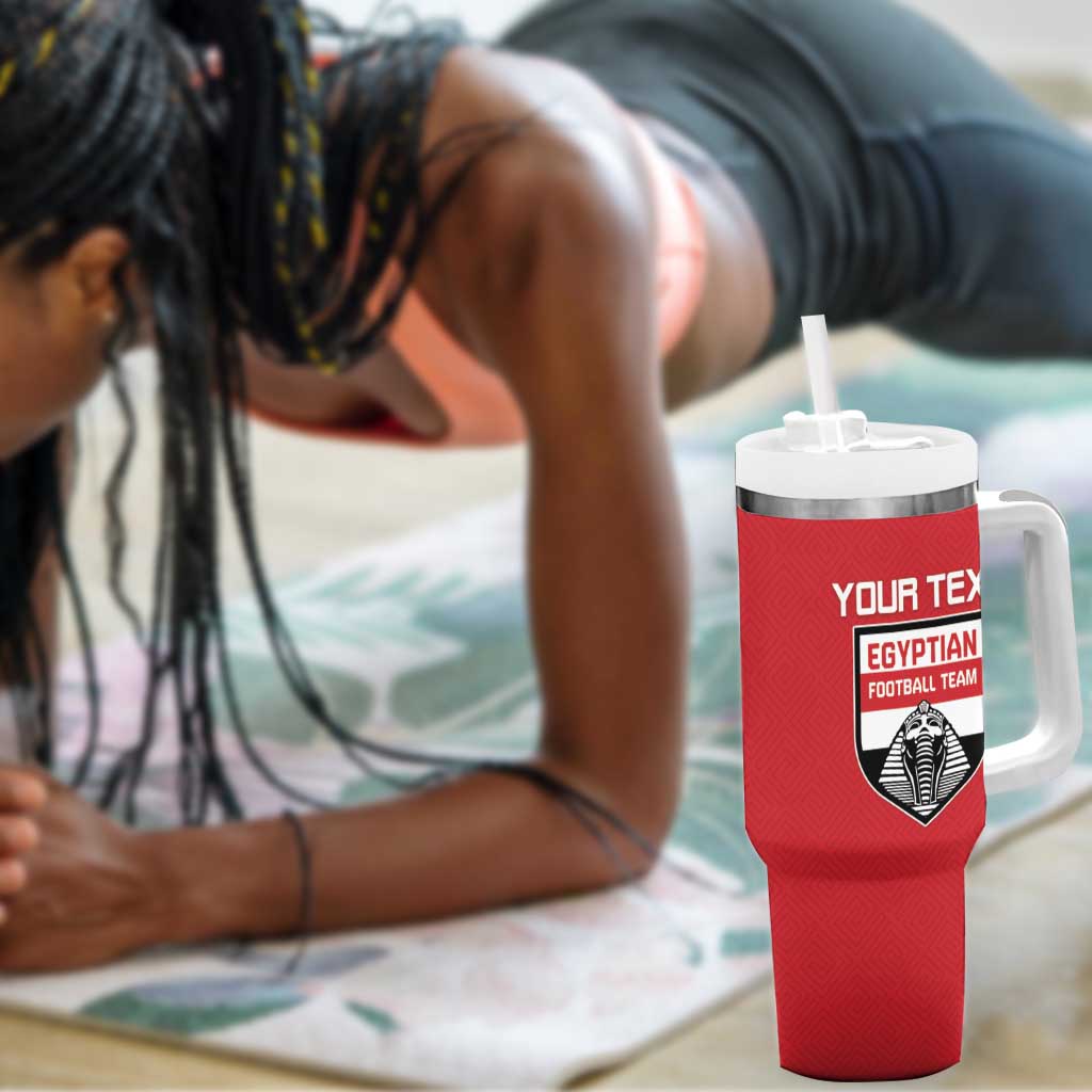 Egyptian Football Custom Tumbler With Handle Yalla Masr - Red Ver