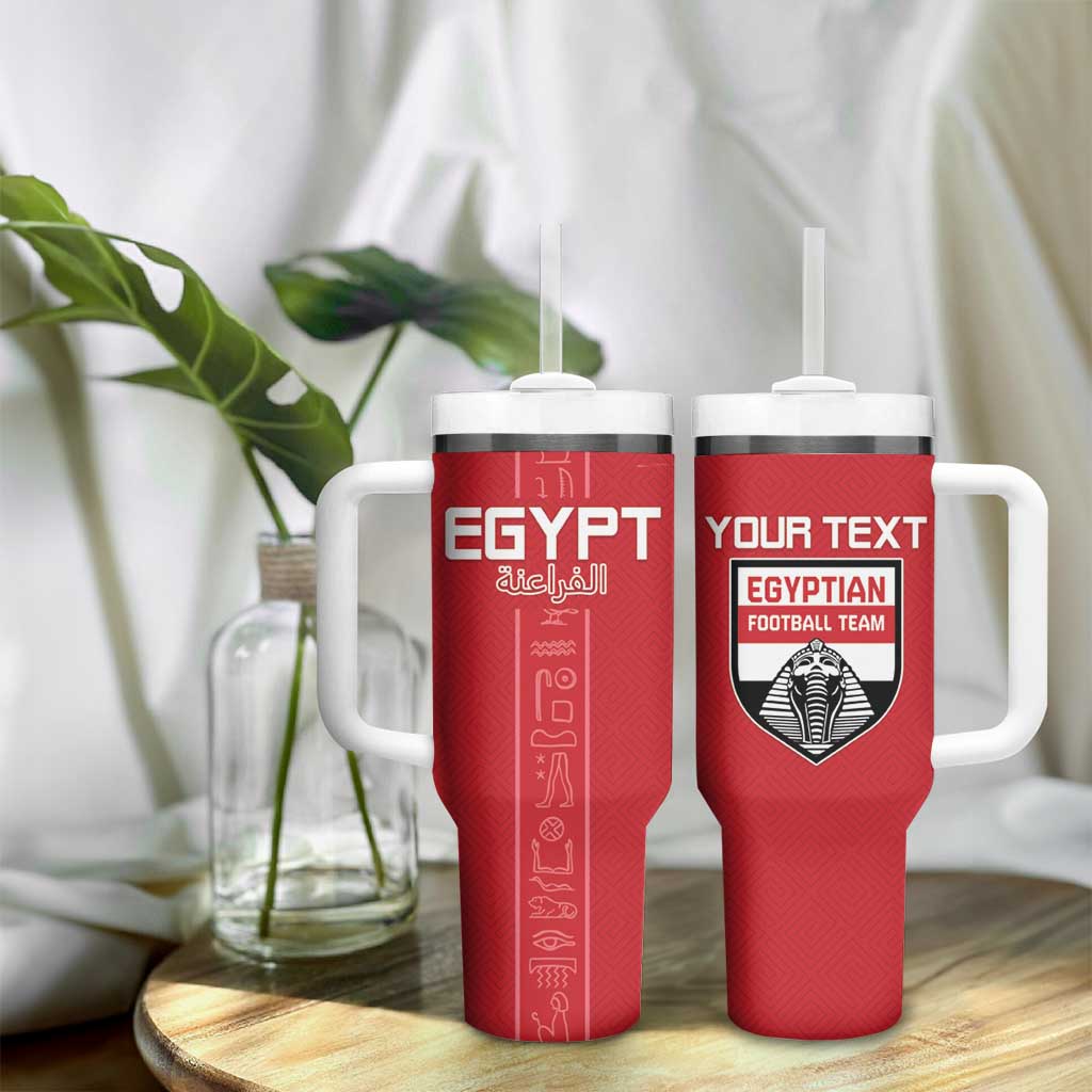 Egyptian Football Custom Tumbler With Handle Yalla Masr - Red Ver