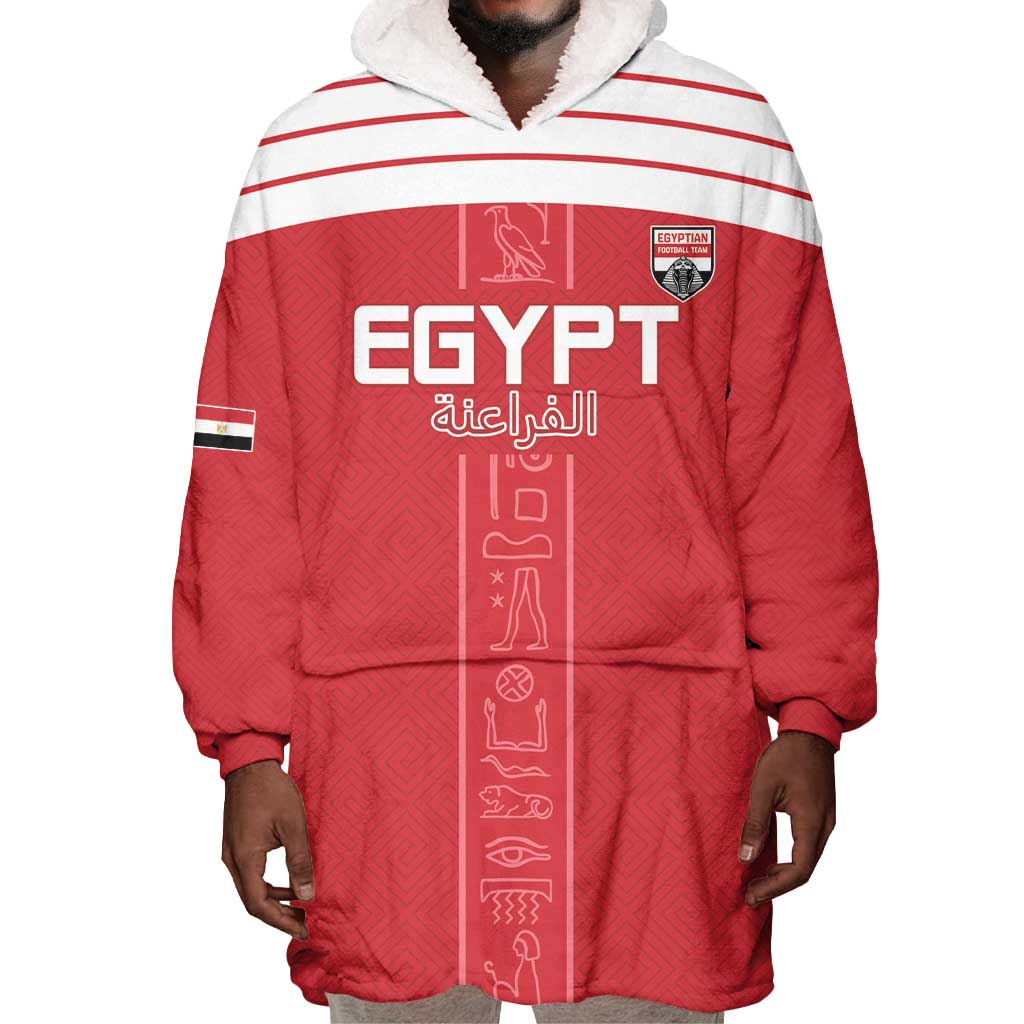 Egyptian Football Custom Wearable Blanket Hoodie Yalla Masr - Red Ver