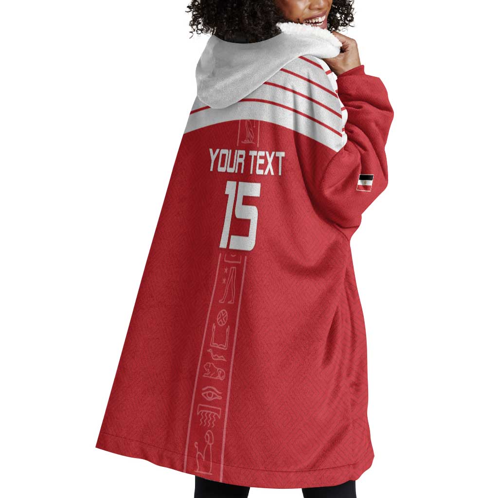 Egyptian Football Custom Wearable Blanket Hoodie Yalla Masr - Red Ver