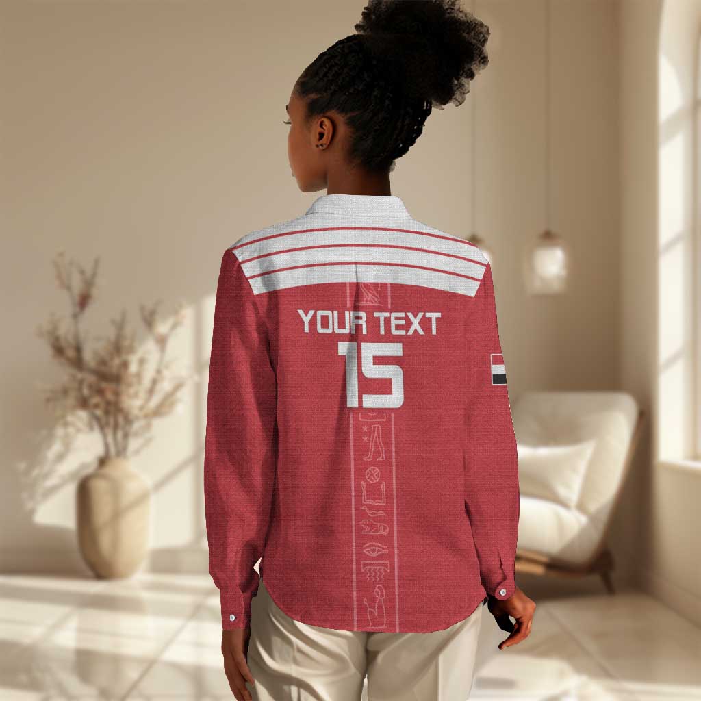Egyptian Football Custom Women Casual Shirt Yalla Masr - Red Ver