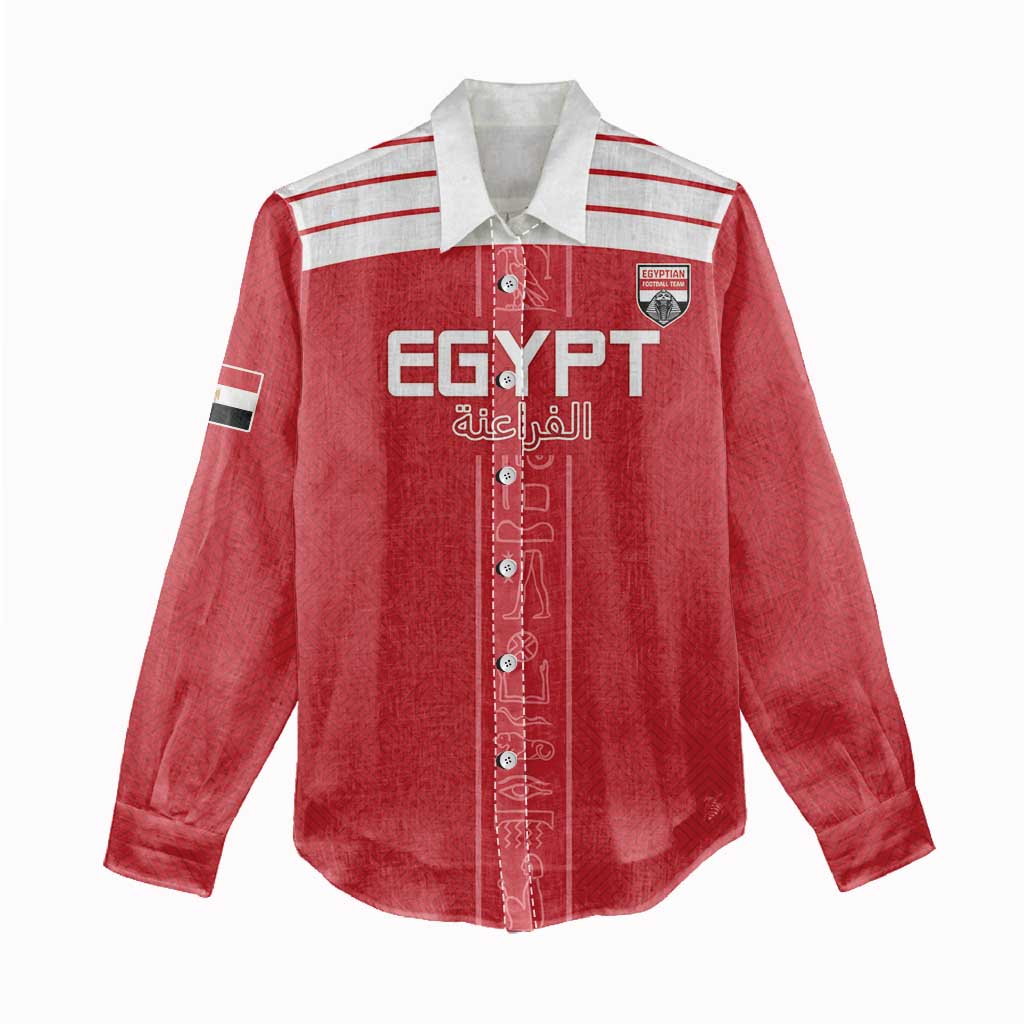 Egyptian Football Custom Women Casual Shirt Yalla Masr - Red Ver