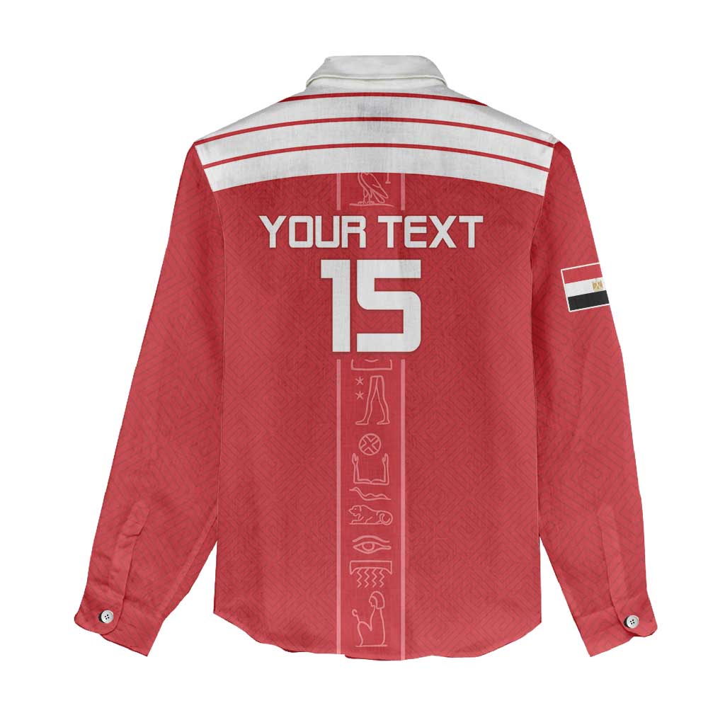 Egyptian Football Custom Women Casual Shirt Yalla Masr - Red Ver