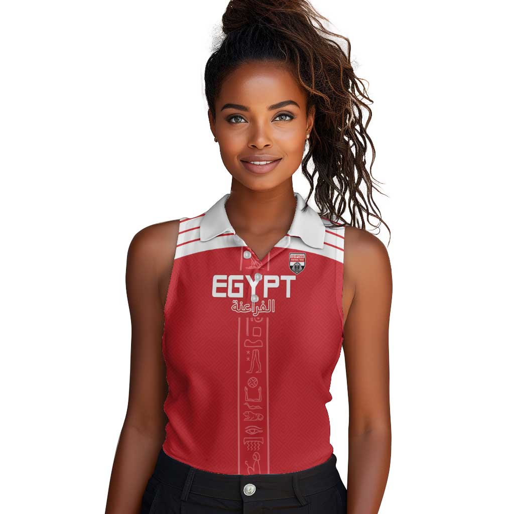 Egyptian Football Custom Women Sleeveless Polo Shirt Yalla Masr - Red Ver