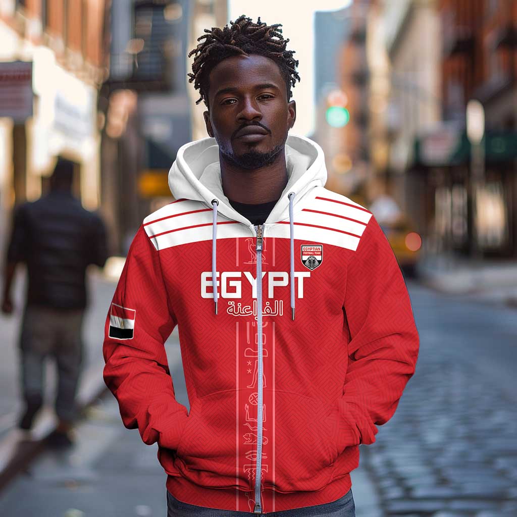 Egyptian Football Custom Zip Hoodie Yalla Masr - Red Ver