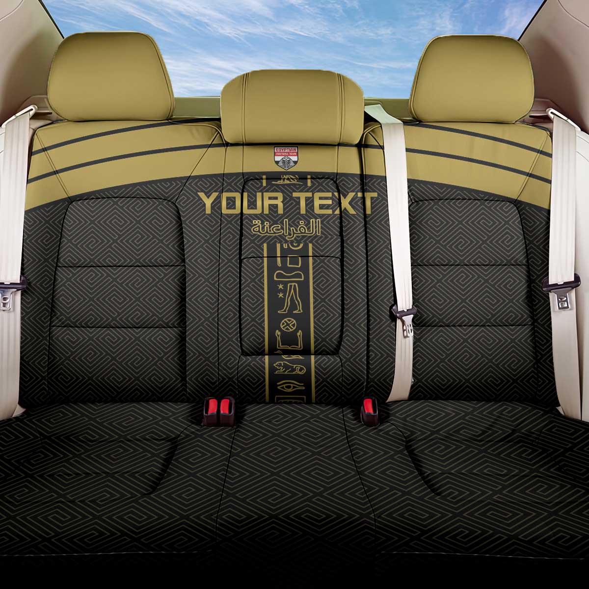 Egyptian Football Custom Back Car Seat Cover Yalla Masr - Black Ver