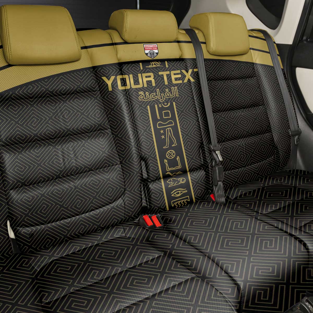 Egyptian Football Custom Back Car Seat Cover Yalla Masr - Black Ver