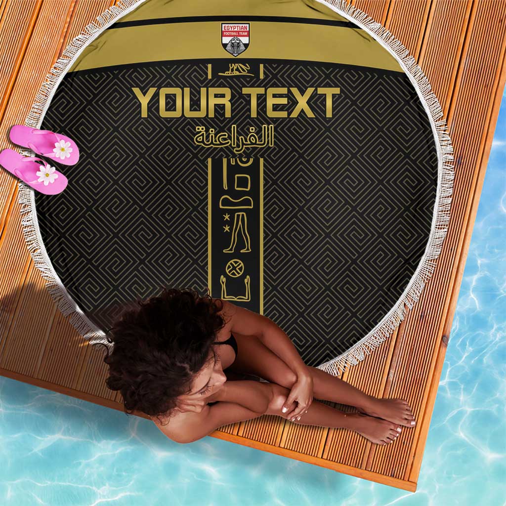 Egyptian Football Custom Beach Blanket Yalla Masr - Black Ver