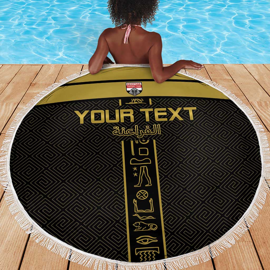 Egyptian Football Custom Beach Blanket Yalla Masr - Black Ver