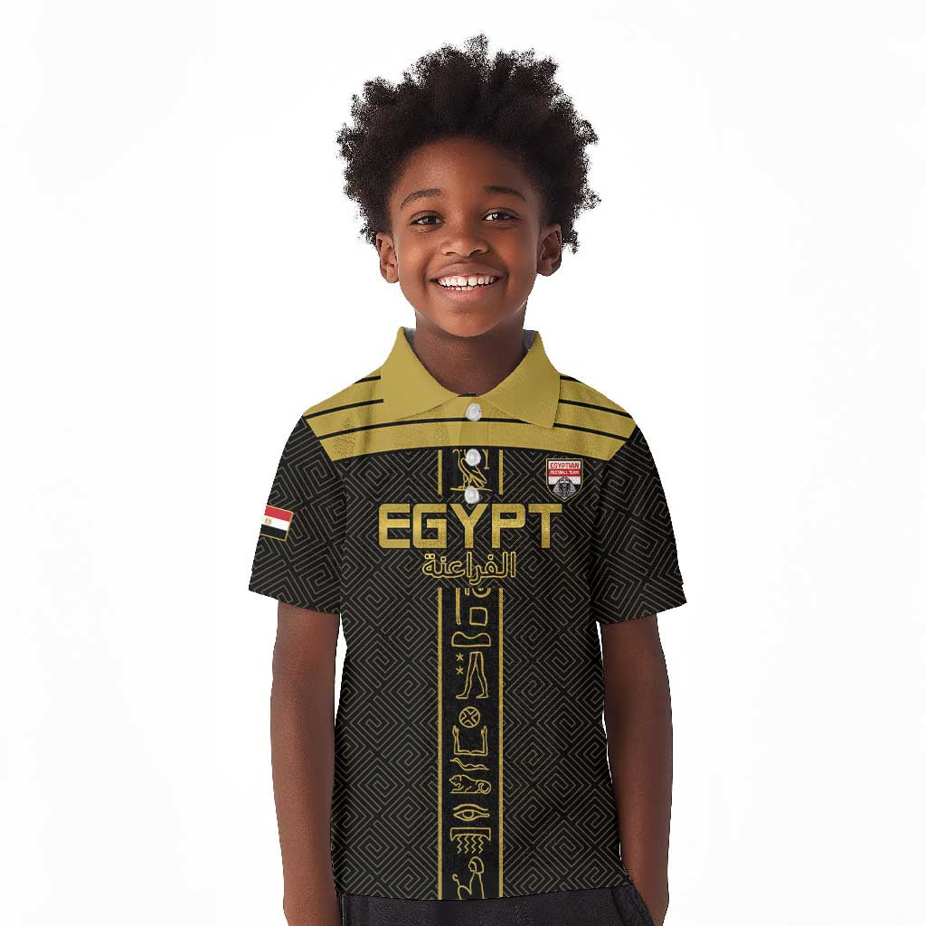 Egyptian Football Custom Kid Polo Shirt Yalla Masr - Black Ver