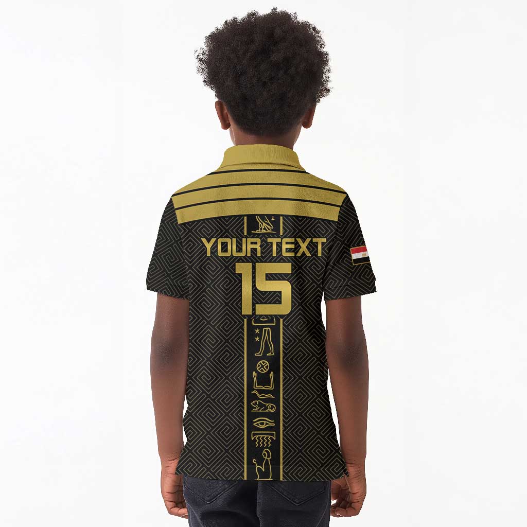 Egyptian Football Custom Kid Polo Shirt Yalla Masr - Black Ver