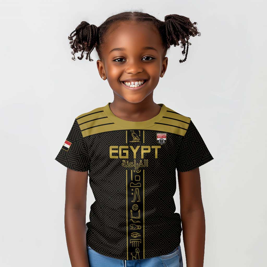 Egyptian Football Custom Kid T shirt Yalla Masr - Black Ver