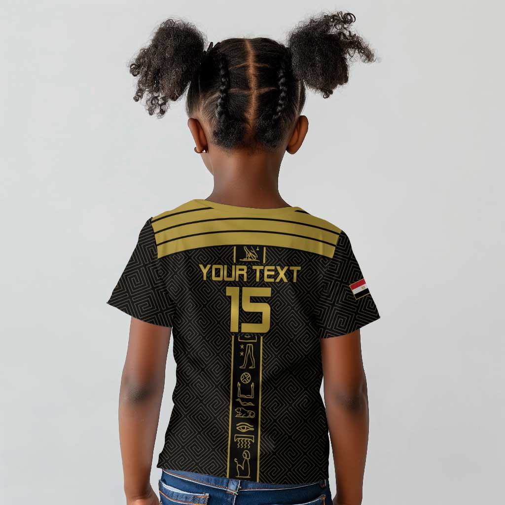 Egyptian Football Custom Kid T shirt Yalla Masr - Black Ver