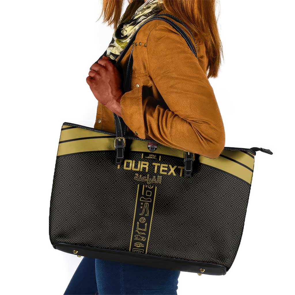 Egyptian Football Custom Leather Tote Bag Yalla Masr - Black Ver