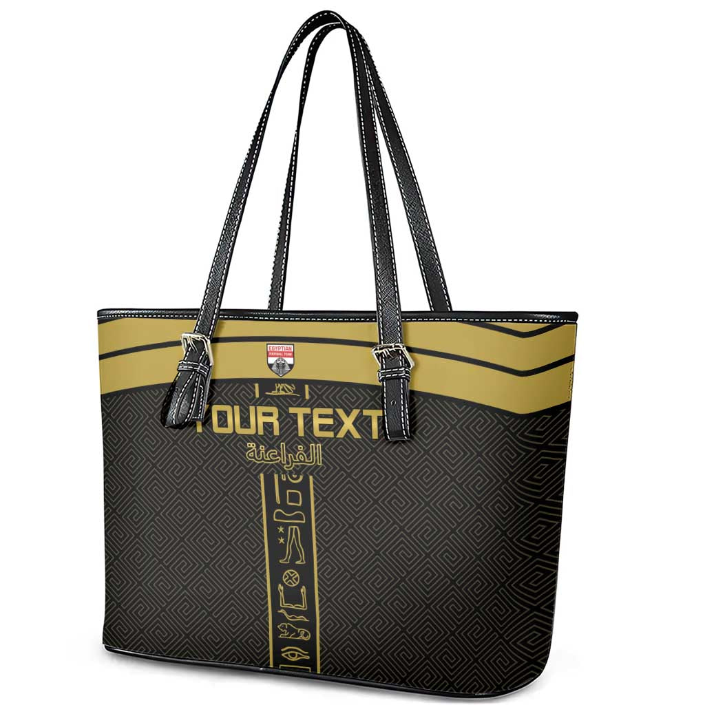 Egyptian Football Custom Leather Tote Bag Yalla Masr - Black Ver