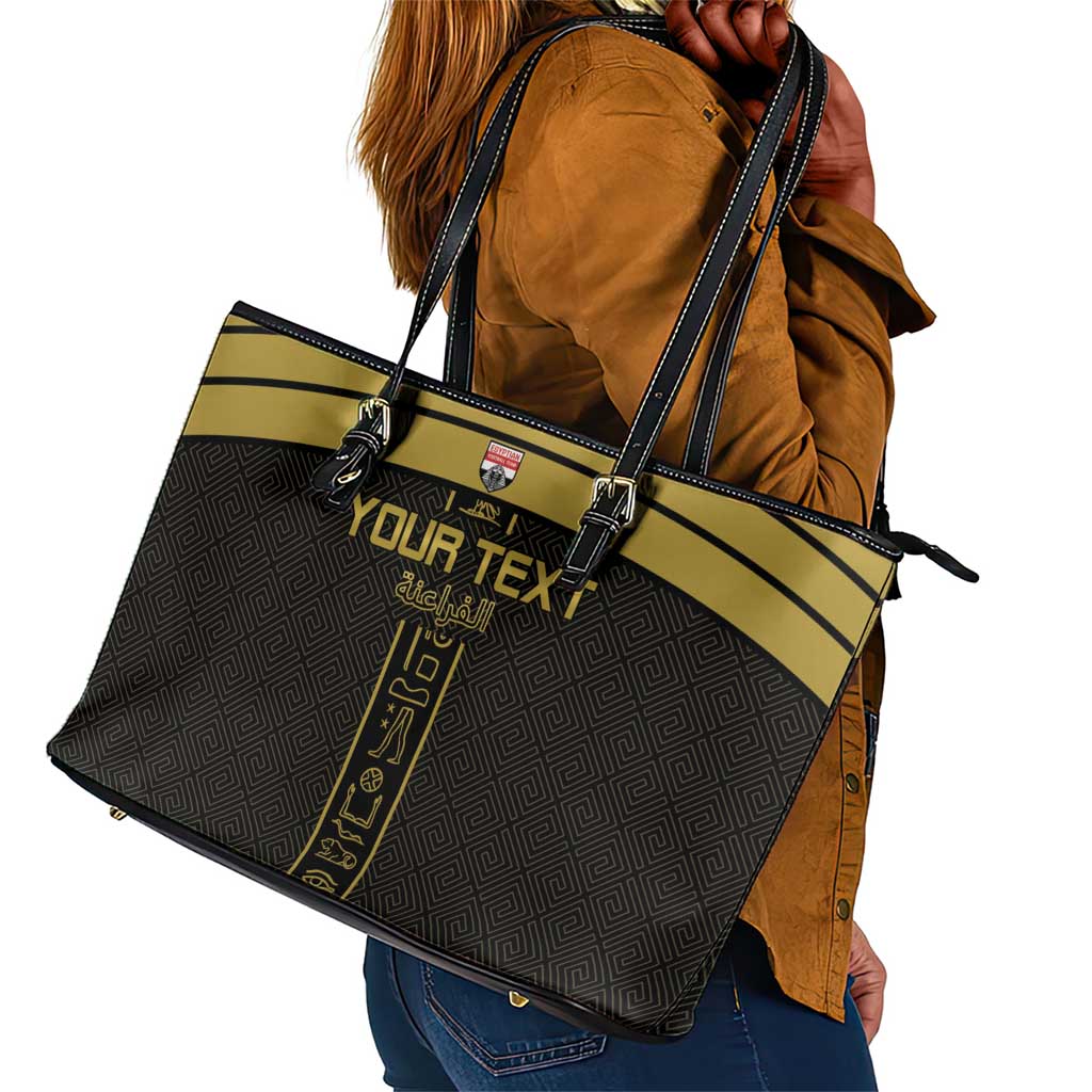 Egyptian Football Custom Leather Tote Bag Yalla Masr - Black Ver