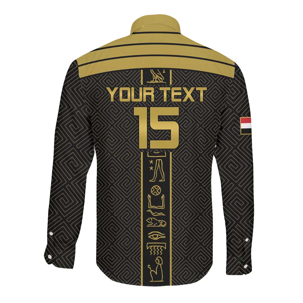 Egyptian Football Custom Long Sleeve Button Shirt Yalla Masr - Black Ver