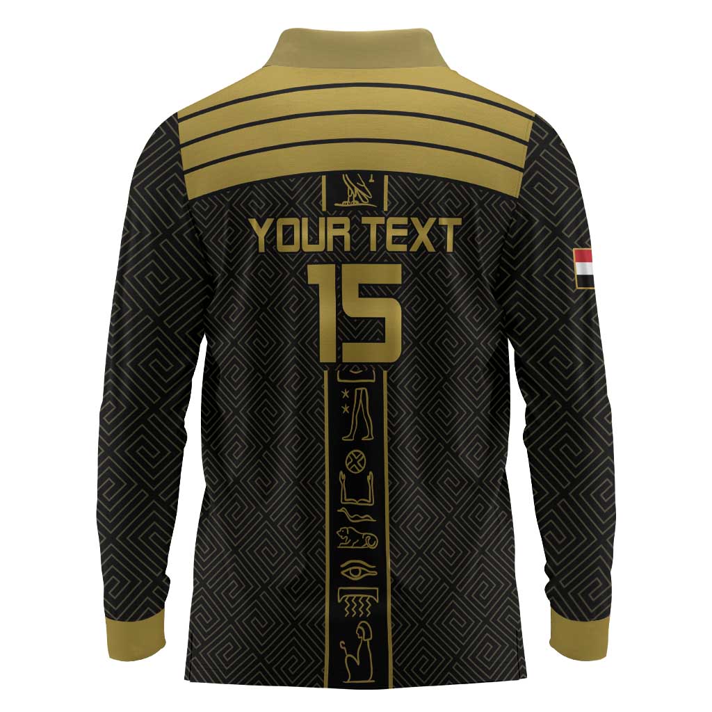 Egyptian Football Custom Long Sleeve Polo Shirt Yalla Masr - Black Ver